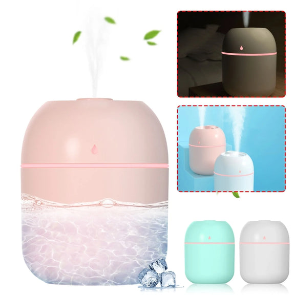 USB Plug-in Car Household Air Purification Water Drop Humidifier Large Capacity Sprayer(Pink)