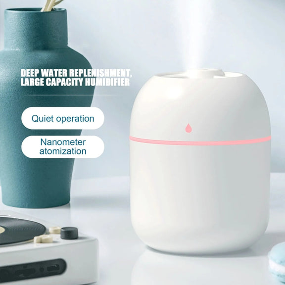 USB Plug-in Car Household Air Purification Water Drop Humidifier Large Capacity Sprayer(Pink)
