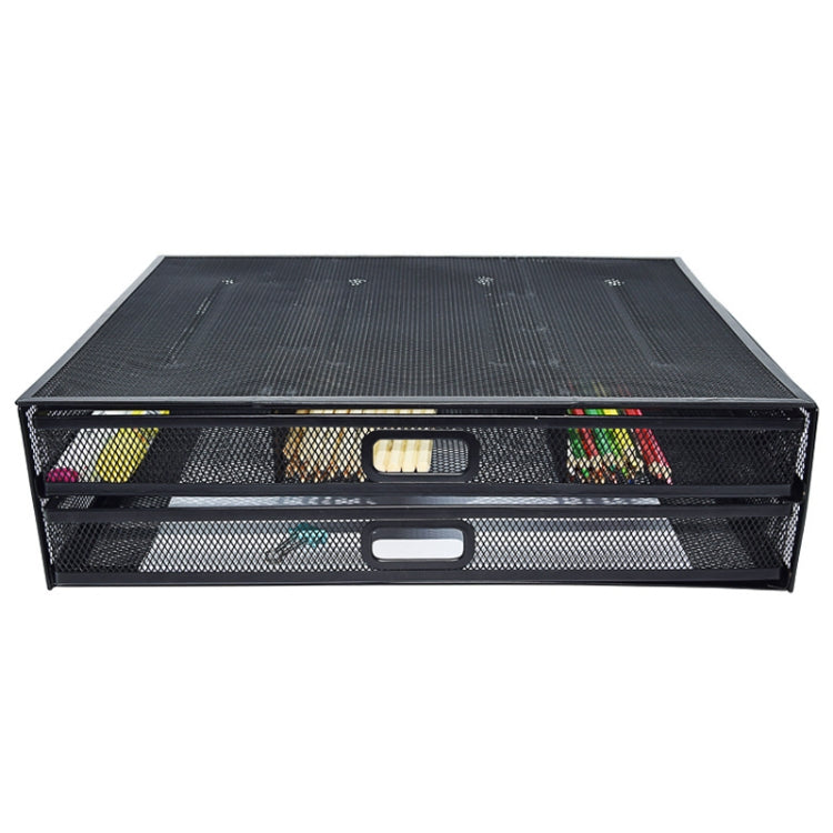 Computer Cooling Height Increase Stand Drawer Type Double Iron Desktop Storage Shelf(Black)