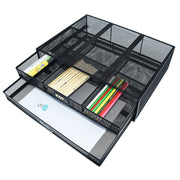 Computer Cooling Height Increase Stand Drawer Type Double Iron Desktop Storage Shelf(Black)