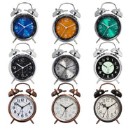 4.5 Inch Electroplated Metal Ring Bell Alarm Clock Quartz Clock With Night Light ?, Style: Blue