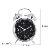 4.5 Inch Electroplated Metal Ring Bell Alarm Clock Quartz Clock With Night Light ?, Style: Black C