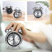 4.5 Inch Electroplated Metal Ring Bell Alarm Clock Quartz Clock With Night Light ?, Style: Black C