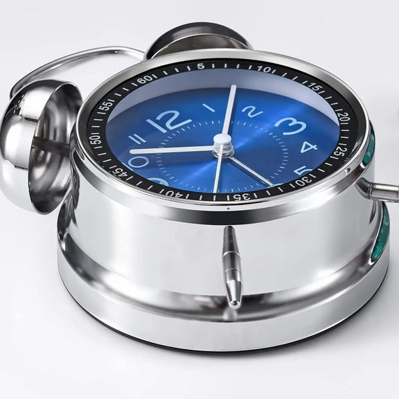 4.5 Inch Electroplated Metal Ring Bell Alarm Clock Quartz Clock With Night Light ?, Style: Black C