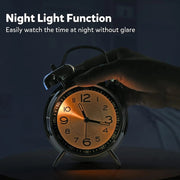4.5 Inch Electroplated Metal Ring Bell Alarm Clock Quartz Clock With Night Light ?, Style: Black C