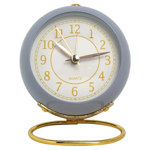 Round Metal Clock Silent Children Electronic Alarm Clock with Light(Purple)