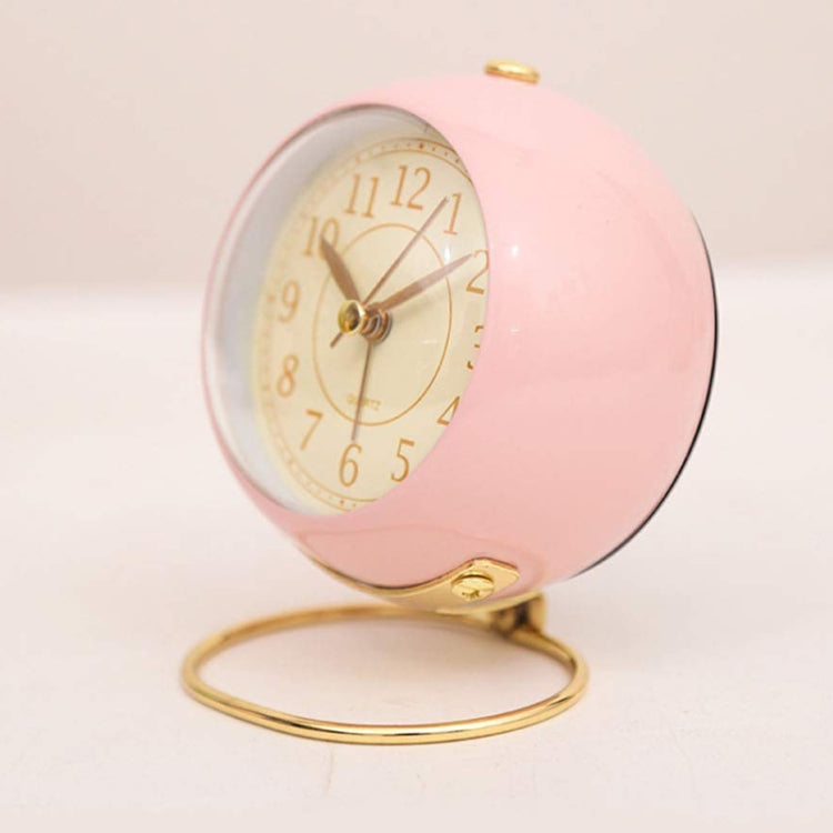Round Metal Clock Silent Children Electronic Alarm Clock with Light(Green)
