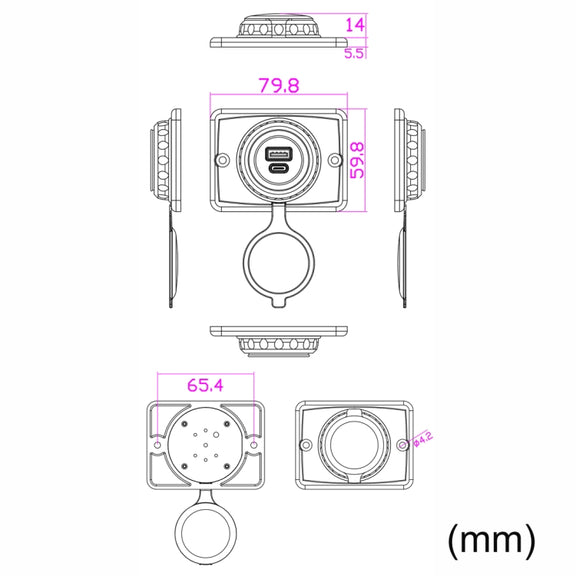Car Ship Modified Water-resistant USB Socket Charger, Model: UCC-350 AC3.1A Total 3.1A 15.5W