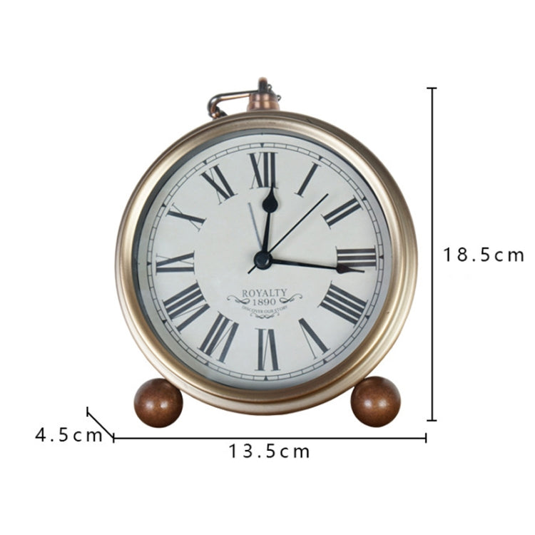Retro Iron Alarm Clock Simple Desktop Quartz Clock, Style: Black