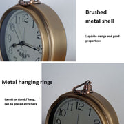 Retro Iron Alarm Clock Simple Desktop Quartz Clock, Style: Milk White