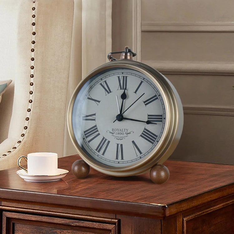 Retro Iron Alarm Clock Simple Desktop Quartz Clock, Style: Milk White