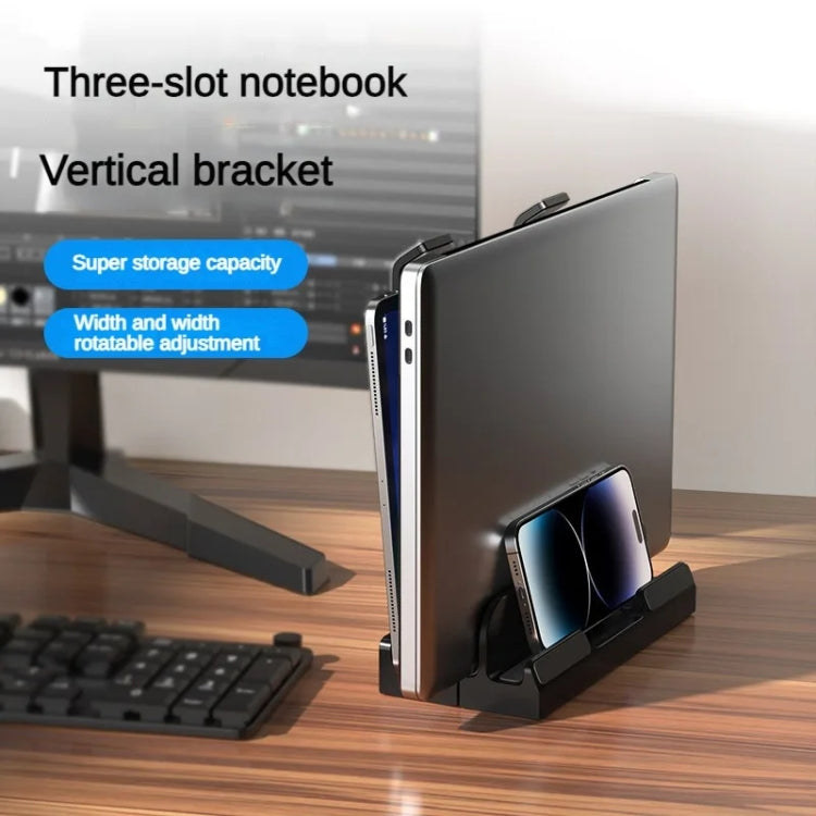 Dual-Purpose Laptop Vertical Stand Storage Rack Desktop Heightening Cooling Base(Black)
