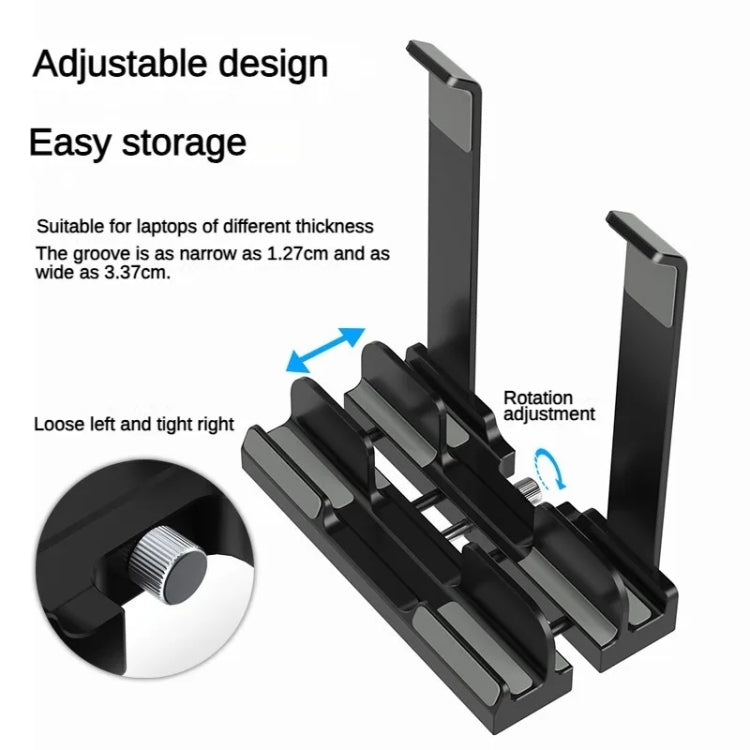 Dual-Purpose Laptop Vertical Stand Storage Rack Desktop Heightening Cooling Base(Black)