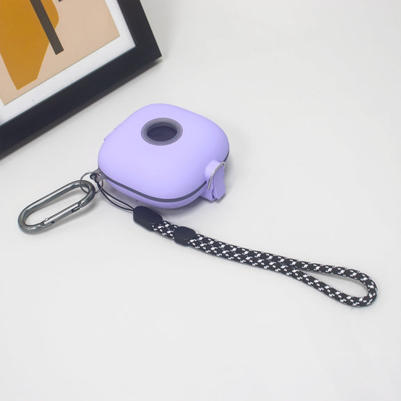 For Beats Fit Pro Switch Type Anti-fall Earphone Protective Case with Buckle Lanyard(Purple)