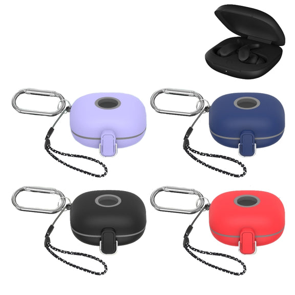 For Beats Fit Pro Switch Type Anti-fall Earphone Protective Case with Buckle Lanyard(Purple)