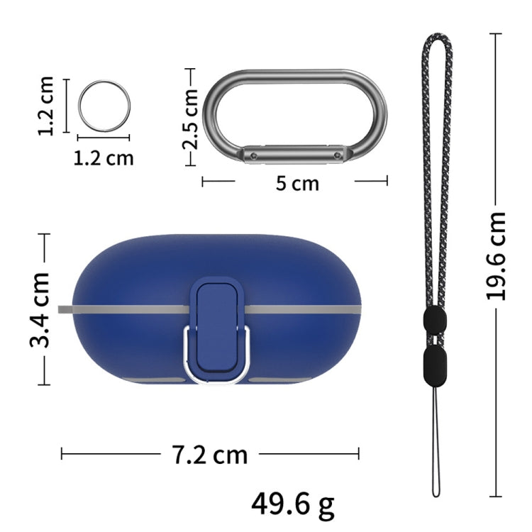 For Beats Fit Pro Switch Type Anti-fall Earphone Protective Case with Buckle Lanyard(Blue)