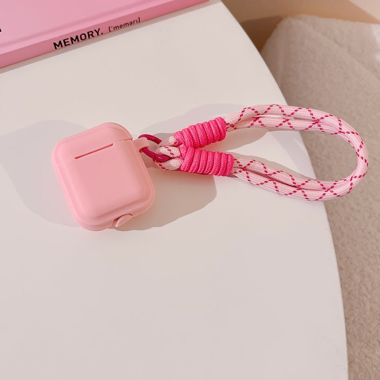 For AirPods Pro Dopamine Contrast Color Silicone Earphone Cover With Hand Strap(Pink)