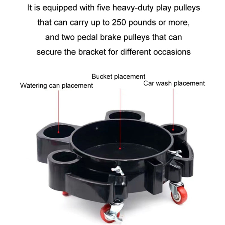 Multifunctional Cleaning Bucket Pulley Base Car Wash Mobile Stool(Black)