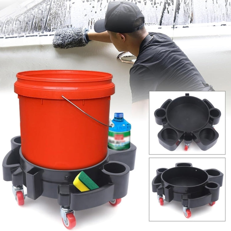 Multifunctional Cleaning Bucket Pulley Base Car Wash Mobile Stool(Black)