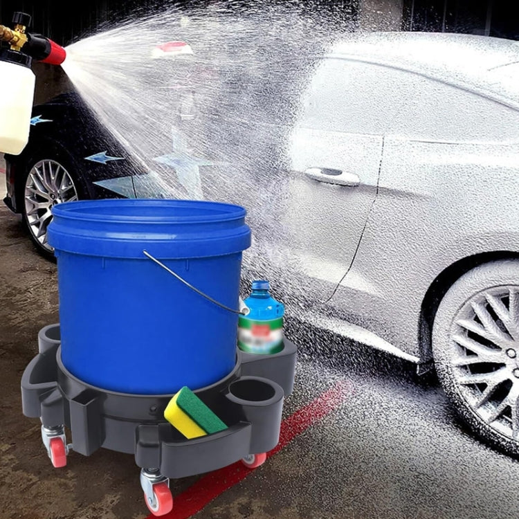 Multifunctional Cleaning Bucket Pulley Base Car Wash Mobile Stool(Black)
