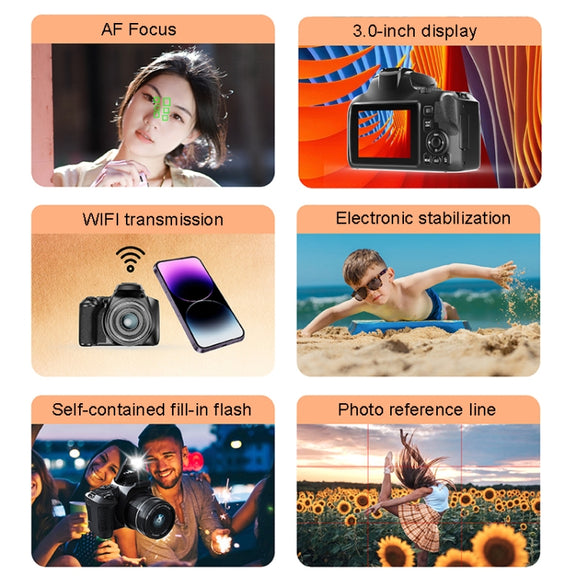 KOMERY W2 64MP 4K 3 Inch Screen 10X Optical Zoom+4X Digital Zoom Camera(Package One)