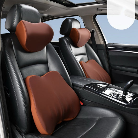 Car Memory Foam Neck Pillow Car Neck Rest Silk Pillow Car Seat Cervical Cushion, Style: Headrest Coffee
