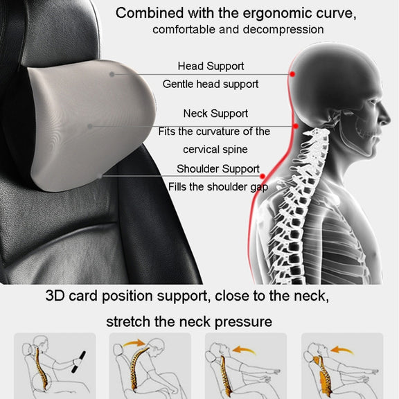 Car Memory Foam Neck Pillow Car Neck Rest Silk Pillow Car Seat Cervical Cushion, Style: Headrest Coffee