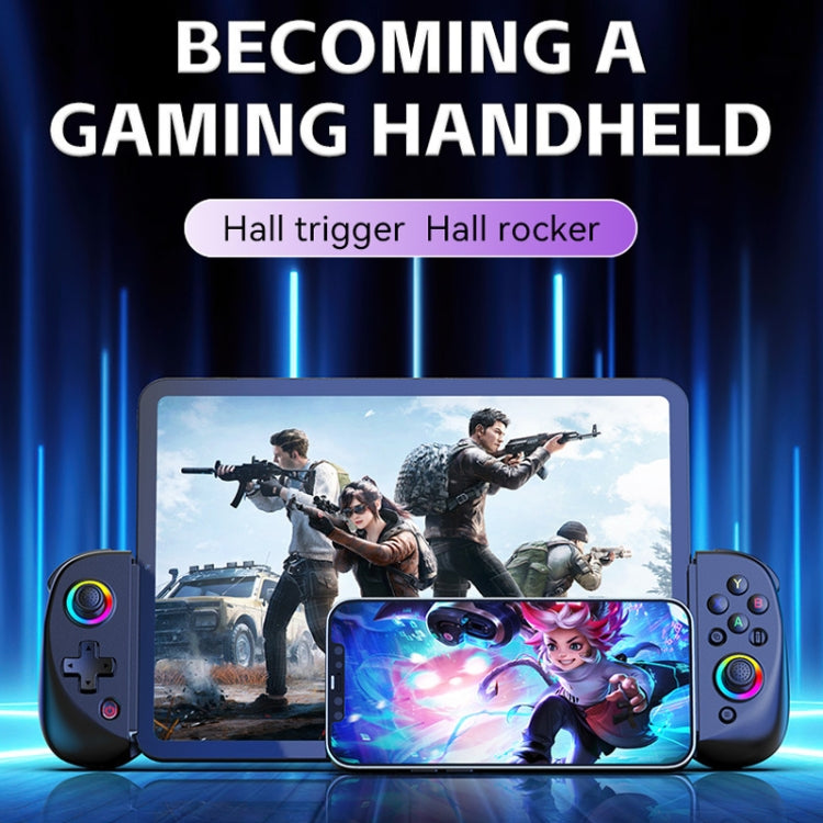 D8 Mobile Phone Stretch Band Light Gamepad Dual Hall Wireless Bluetooth Somatic Vibration Grip for PC / Android / IOS / Tablet / PS3 / PS4 / Switch, Color: Black