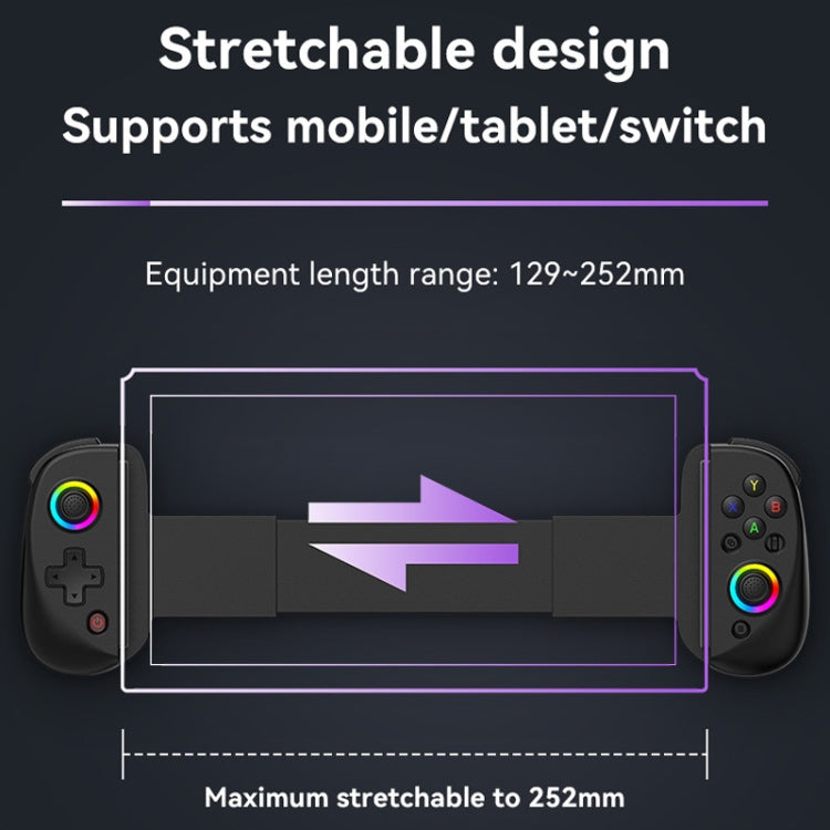 D8 Mobile Phone Stretch Band Light Gamepad Dual Hall Wireless Bluetooth Somatic Vibration Grip for PC / Android / IOS / Tablet / PS3 / PS4 / Switch, Color: Black