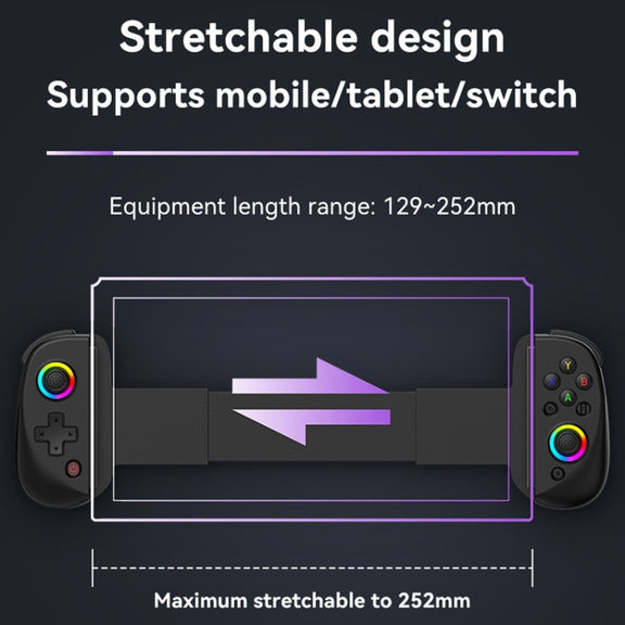 D8 Mobile Phone Stretch Band Light Gamepad Dual Hall Wireless Bluetooth Somatic Vibration Grip for PC / Android / IOS / Tablet / PS3 / PS4 / Switch, Color: Black