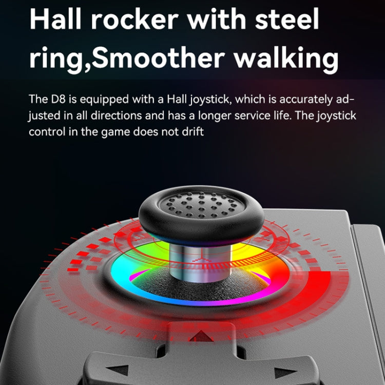 D8 Mobile Phone Stretch Band Light Gamepad Dual Hall Wireless Bluetooth Somatic Vibration Grip for PC / Android / IOS / Tablet / PS3 / PS4 / Switch, Color: Black+Receiver