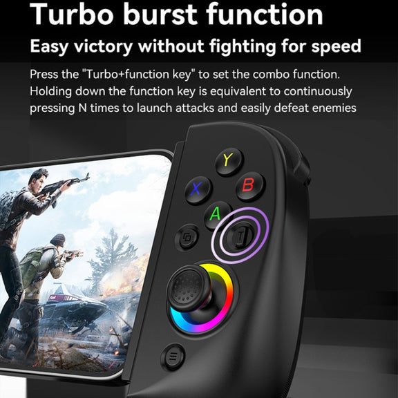 D8 Mobile Phone Stretch Band Light Gamepad Dual Hall Wireless Bluetooth Somatic Vibration Grip for PC / Android / IOS / Tablet / PS3 / PS4 / Switch, Color: Black