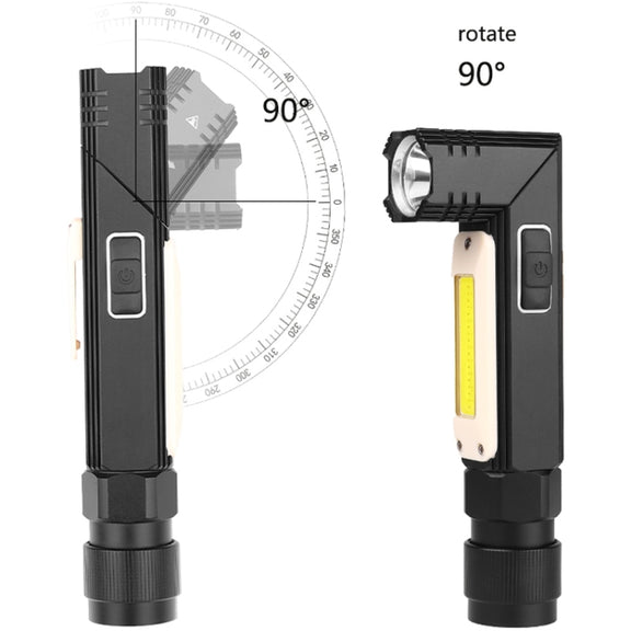 XPG+COB Red White Light USB Rechargeable Folding Strong Light Flashlight, Style: 3189B Small With Headlight Belt