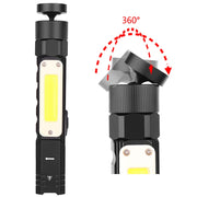 XPG+COB Red White Light USB Rechargeable Folding Strong Light Flashlight, Style: 3189B Small With Headlight Belt