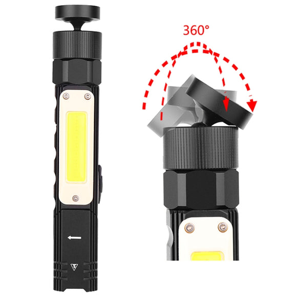 XPG+COB Red White Light USB Rechargeable Folding Strong Light Flashlight, Style: 3189B Small With Headlight Belt