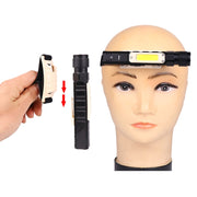 XPG+COB Red White Light USB Rechargeable Folding Strong Light Flashlight, Style: 3189B Small With Headlight Belt