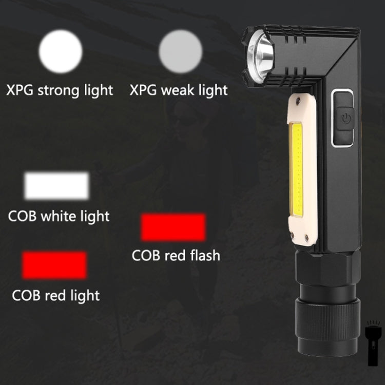 XPG+COB Red White Light USB Rechargeable Folding Strong Light Flashlight, Style: 3189B Small With Headlight Belt