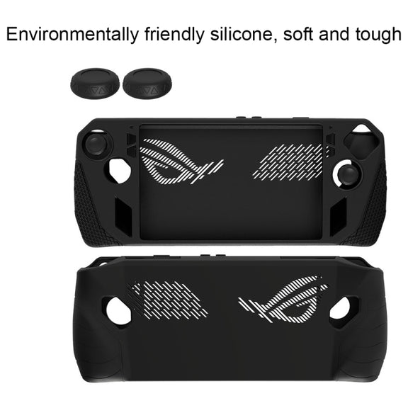 For ASUS ROG Ally Game Console Silicone Protective Cover + Button Cap Set Pocket Gaming Accessories(Black)