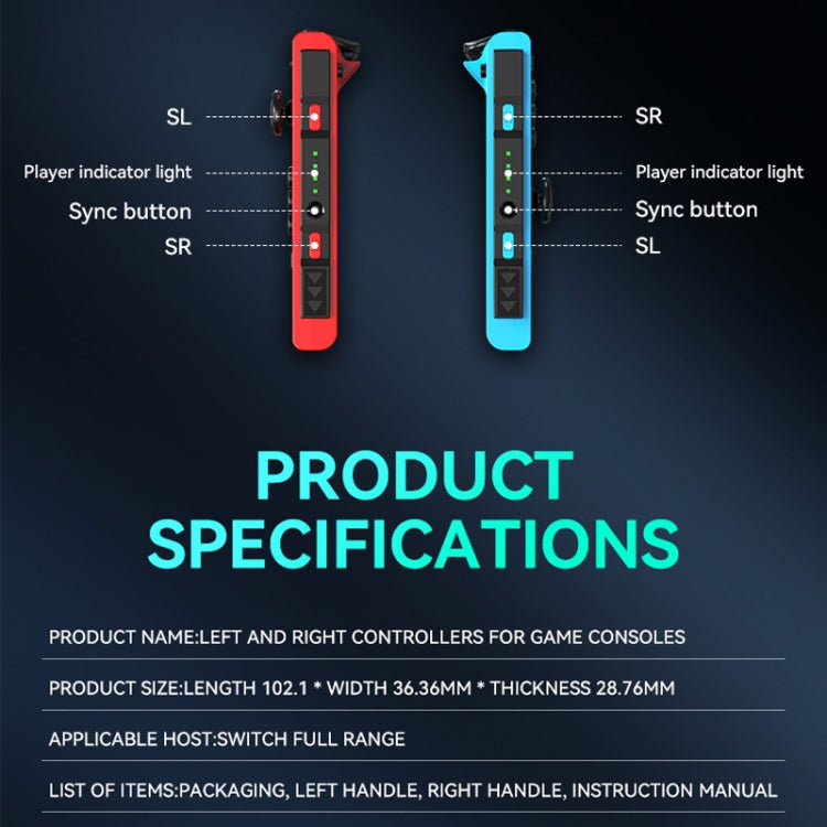 JOY-02 Gaming Left And Right Handle With RGB Lights Body Feel Bluetooth Gamepad For Switch / Switch OLED / Switch Pro / Switch Lite / Switch Joycon(White)