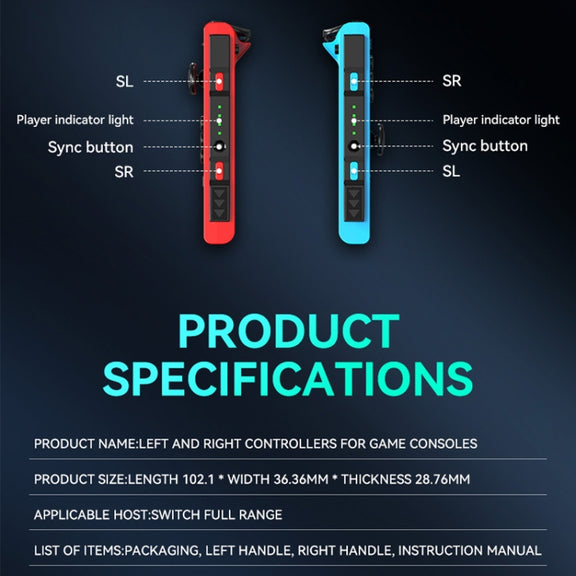 JOY-02 Gaming Left And Right Handle With RGB Lights Body Feel Bluetooth Gamepad For Switch / Switch OLED / Switch Pro / Switch Lite / Switch Joycon(White)
