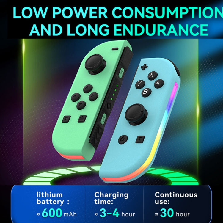 JOY-02 Gaming Left And Right Handle With RGB Lights Body Feel Bluetooth Gamepad For Switch / Switch OLED / Switch Pro / Switch Lite / Switch Joycon(White)