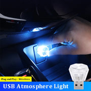 Car Diamond Model USB Ambient Light Charge-Free Plug And Play LED Decorative Lights(Ice Blue)