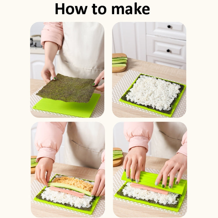 Silicone Sushi Curtain Hand Roll Mold Double-sided Kimbap Tool(Green)