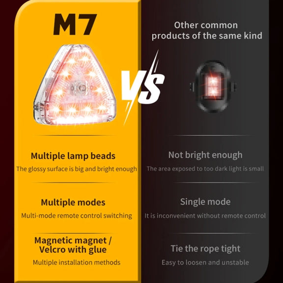 M7 Motorcycle Flashing Light Water-resistant Long Duration Wireless Remote Control Modified Warning Lights(One Light One Remote Control)