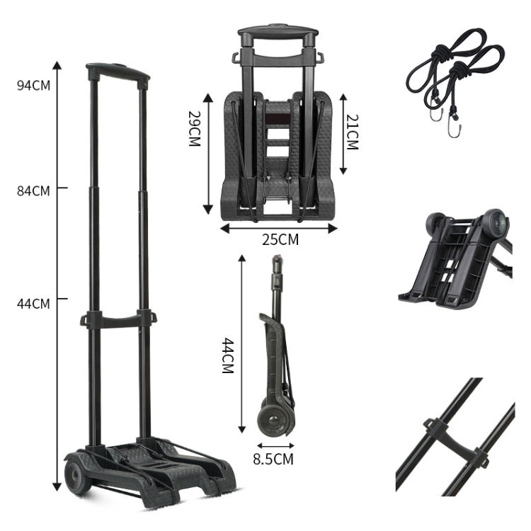 Folding Cargo Handling Trailer Household Grocery Shopping Cart, Color: Black