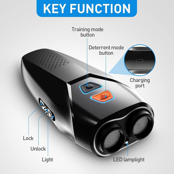 Ultrasonic Dog Repeller Stop Barker Dual Probe High Power Repeller Handheld Dog Trainer(Silver)