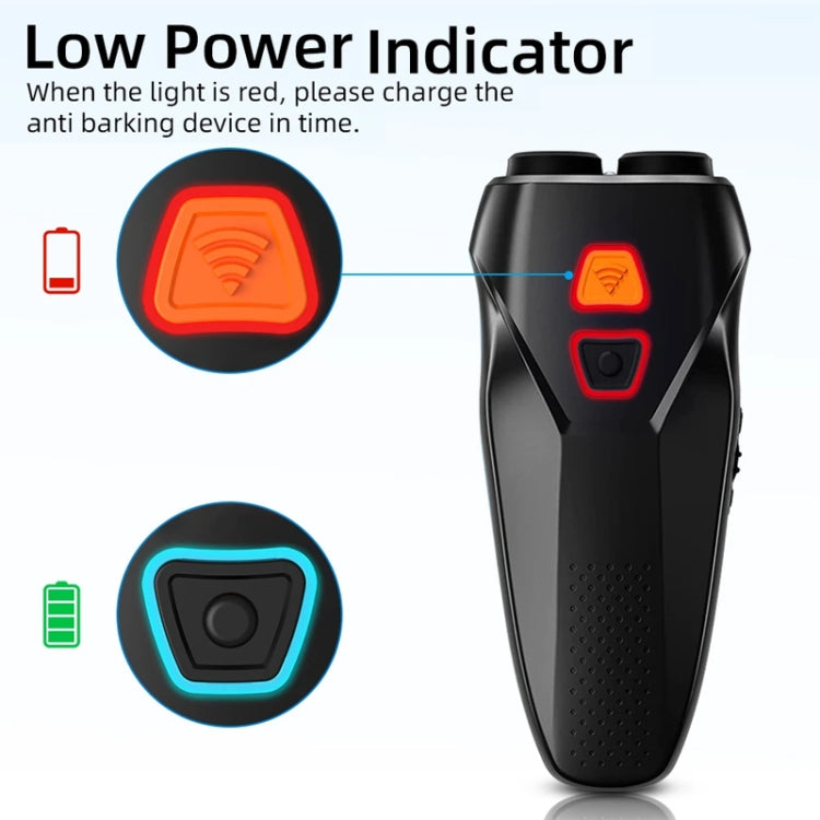 Ultrasonic Dog Repeller Stop Barker Dual Probe High Power Repeller Handheld Dog Trainer(Black)