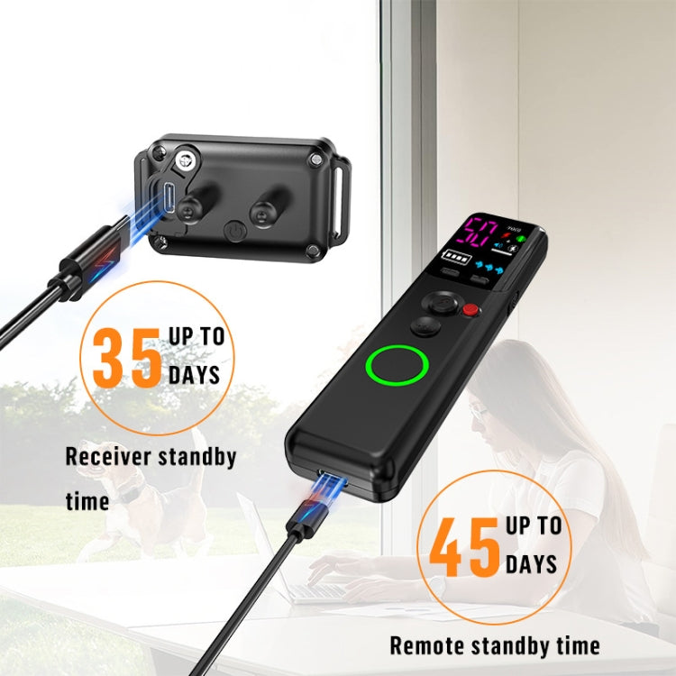 Color Screen Remote Control Pet Electric Shock Circular Dog Trainer(Black)
