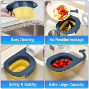 Multifunctional Whale-shaped Foldable Kitchen Fruit and Vegetable Draining Basket(Yellow Blue)