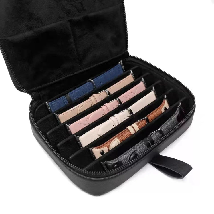 PU Leather Watch Strap Organizer Box For Apple Watch Band  Travel Storage Case(Brown)